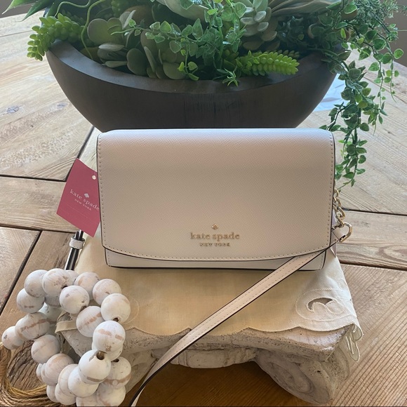🎄🎁Kate spade Staci Small Flap Crossbody White Dove - Picture 10 of 14